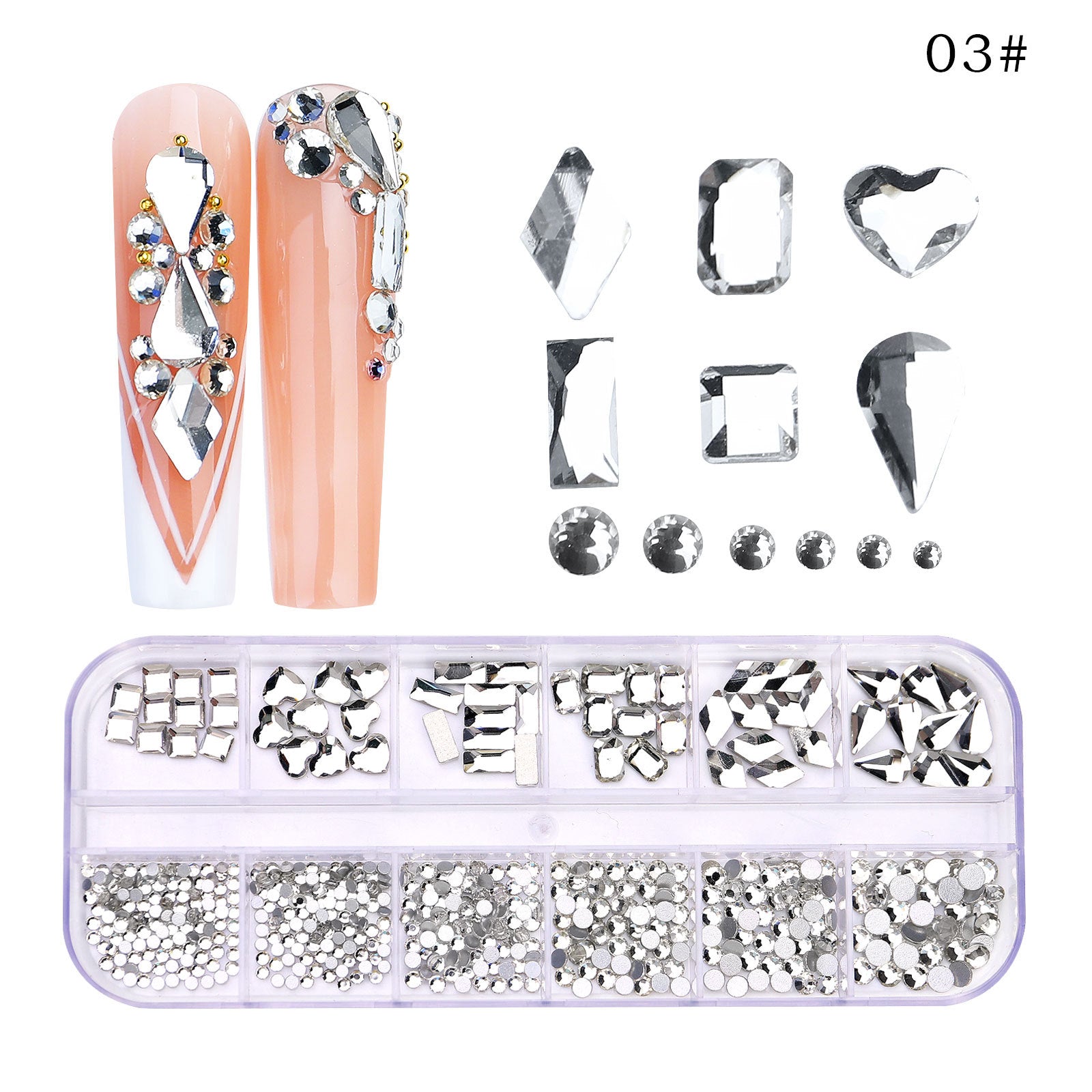 12 Grid Nail Charm Collection