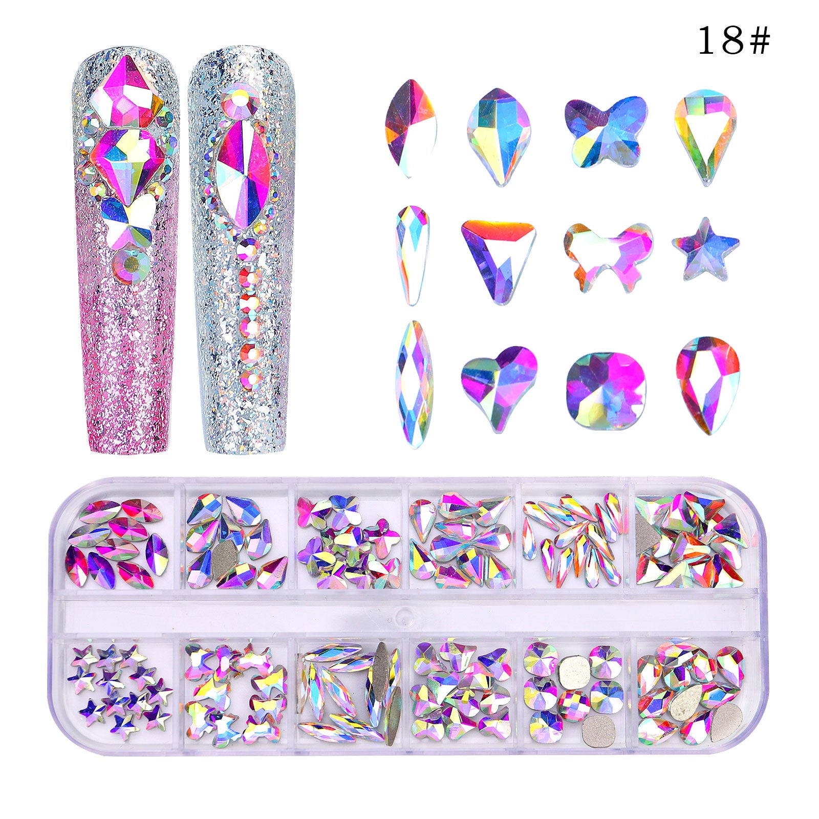 12 Grid Nail Charm Collection