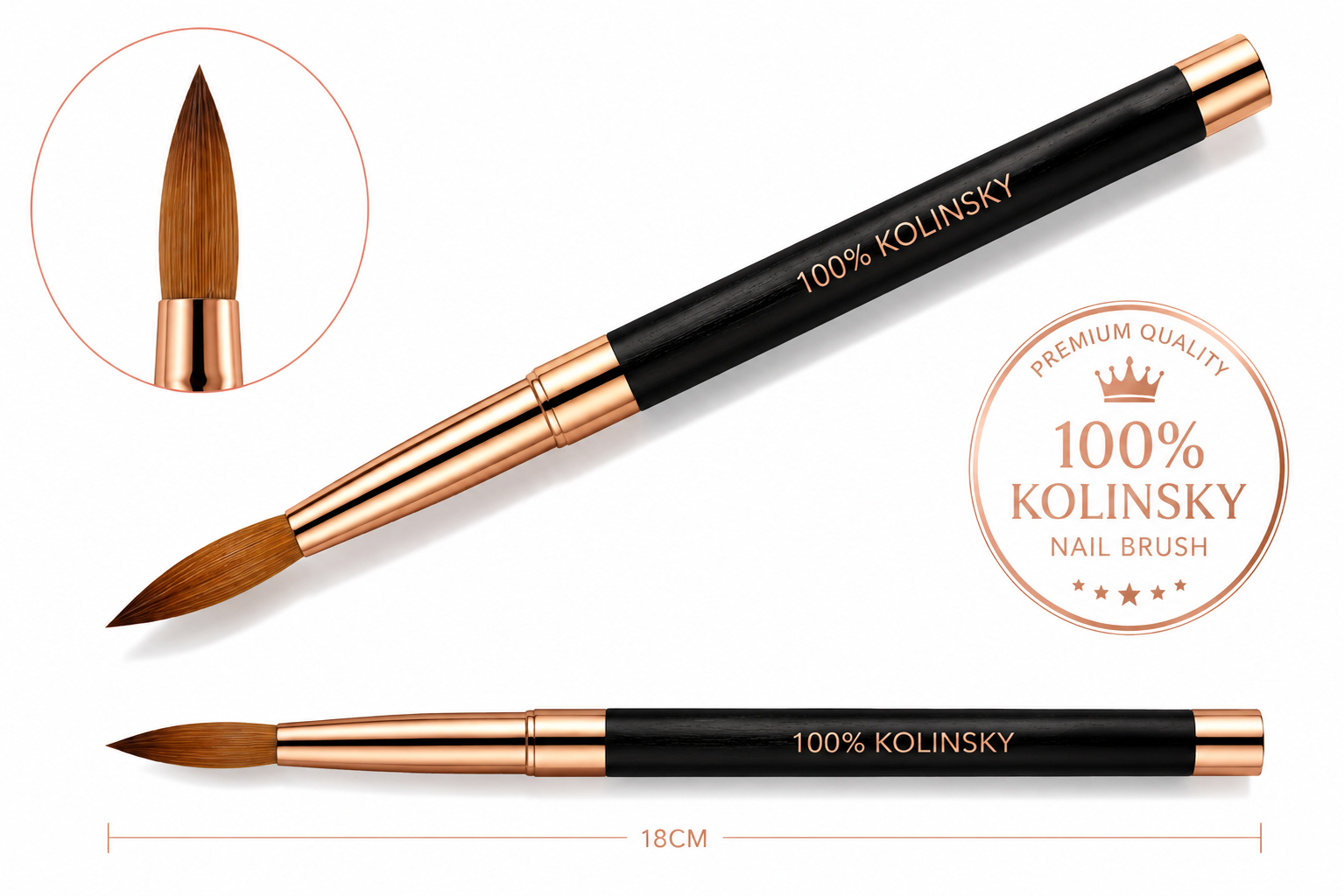 100% Kolinsky Acrylic Nail Brush