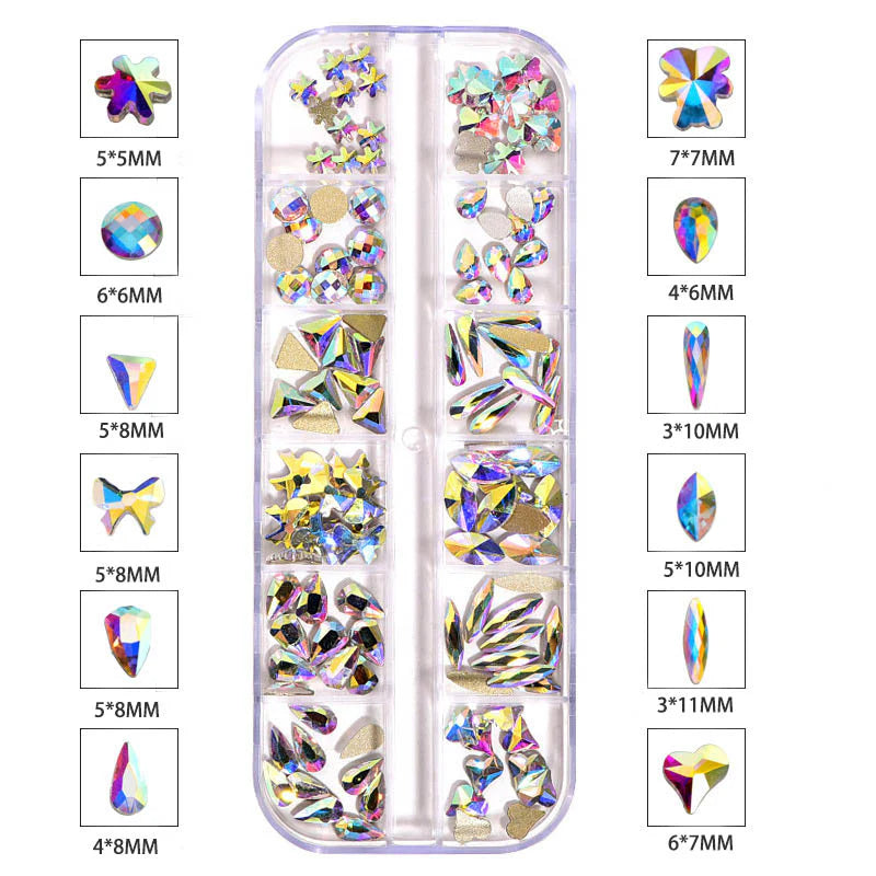 120 PCS Mixed Shapes Glass Crystal AB